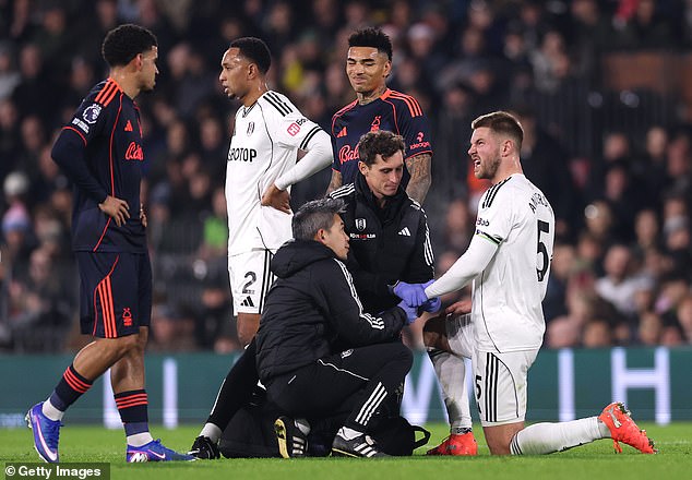 The 6ft 3in Danish defender could not watch while medics popped his finger back into place