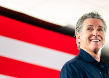 California Gov. Gavin Newsom speaks during a rally on Nov. 8, 2025, in Houston, Texas.
