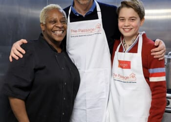Generous George! Prince, 12, prepares Christmas lunches for the homeless with his father William - and has sweetest reaction at seeing grandmother Diana's signature