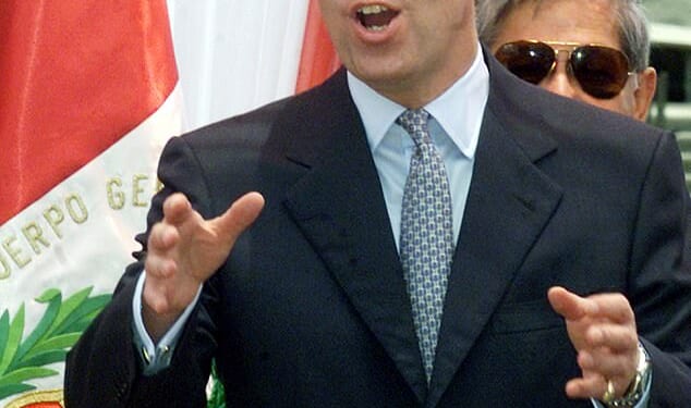 Andrew is pictured during a trip to Peru in March 2002. In one email, Ghislaine Maxwell made a request for 'two-legged sightseeing' to make her friend 'very happy'