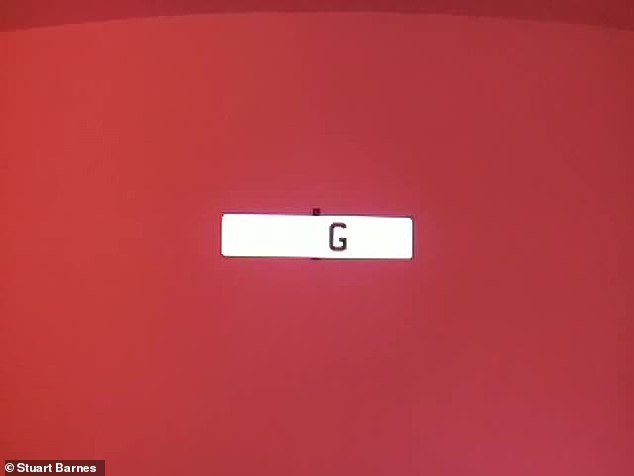 The plate also appeared mainly blank when photographed in partial lighting - due to transparent material being used on six of the seven letters