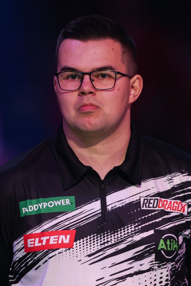 Darts player Gian van Veen at the World Darts Championship.