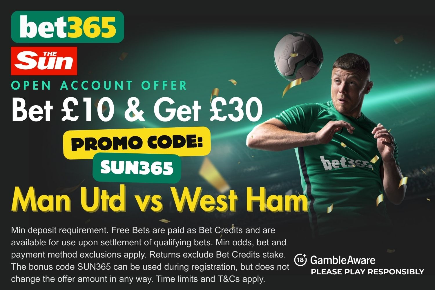 bet365 bonus code Man Utd vs West Ham