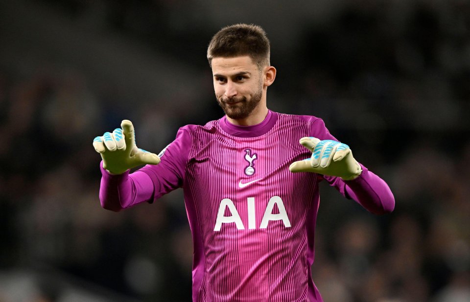 London UK 29th Nov 2025 Guglielmo Vicario (Spurs, goalkeeper) during the Tottenham Hotspur V Fulham Premier League match at the Tottenham Hotspur Stadium, London. This Image is for EDITORIAL USE ONLY. Licence required from the Football DataCo for any