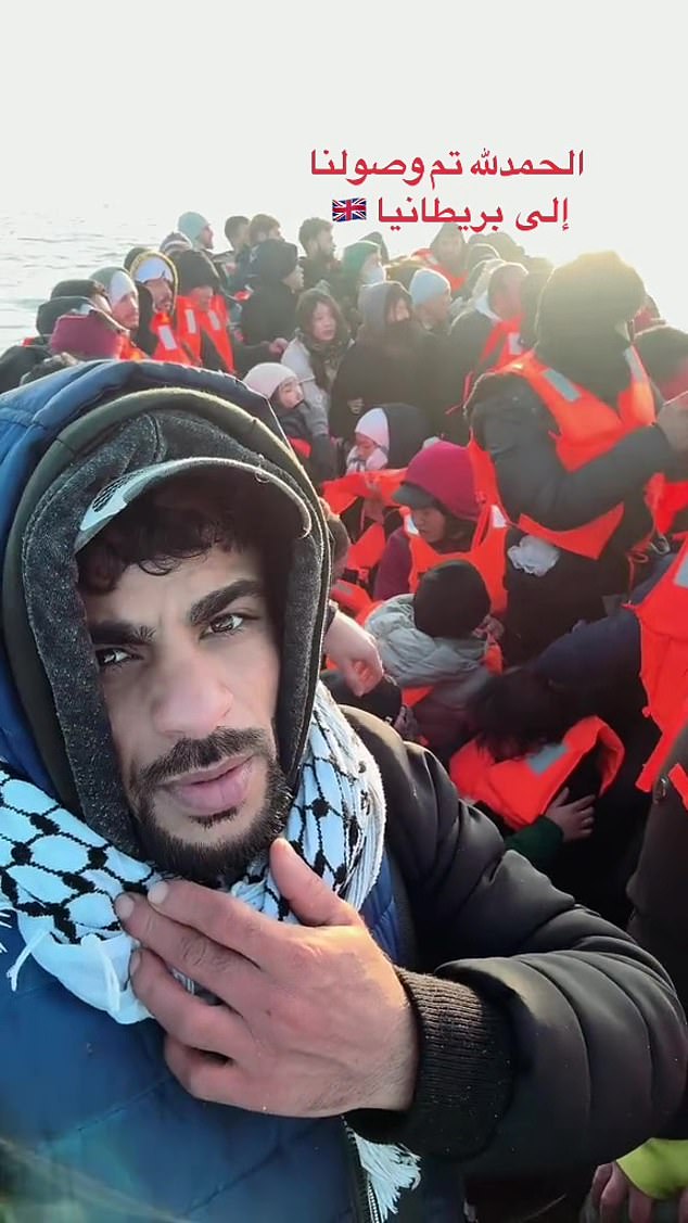 The militant small boat migrant uploaded a video of himself crossing the Channel to the UK