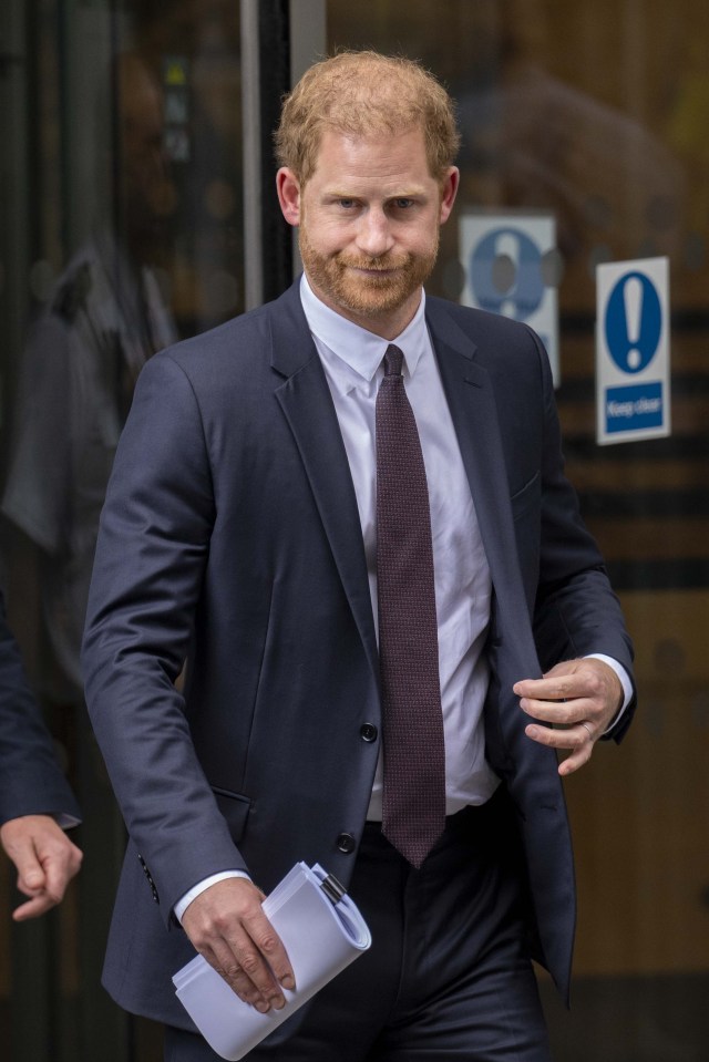 Prince Harry leaving the High Court after giving evidence in a lawsuit.