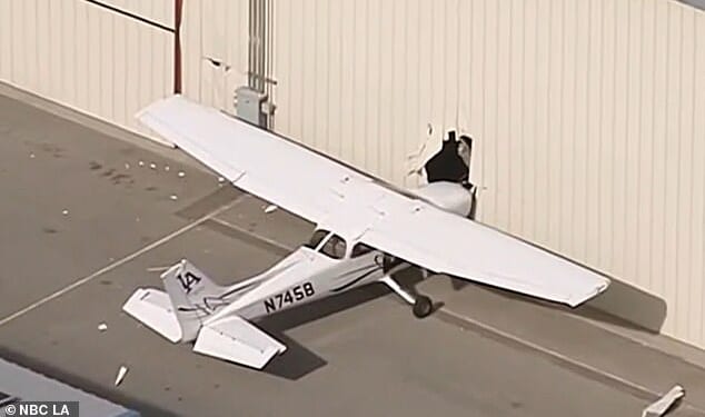 A thief allegedly broke into Van Nuys Airport around 4am and hijacked a single-engine Cessna, before crashing it into a building