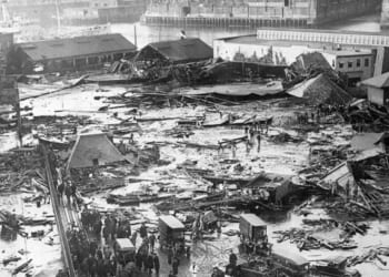 A 50-foot tall tank full of 2.3 million gallons of molasses was rushing in Boston at 35 miles per hour.