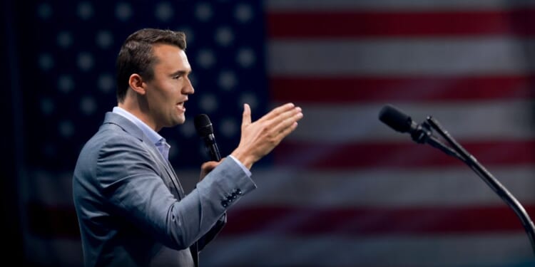 TPUSA founder Charlie Kirk speaks at the Turning Point USA Believers Summit conference at the Palm Beach Convention Center on July 26, 2024.