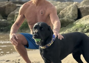 David Howarth, pictured with his Labrador Beau who was with him when he collapsed