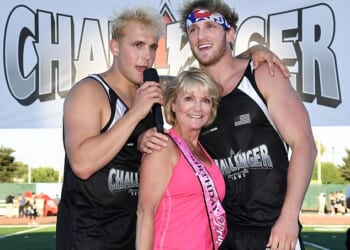 Pam Stepnick, pictured with Jake (left) and Logan, says the early days of her son's rise to fame were 'the most scary times in my life'