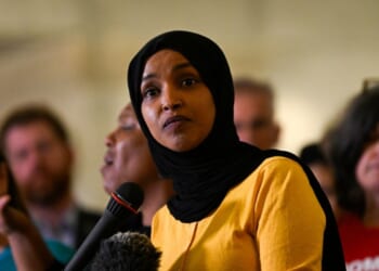 Rep. Ilhan Omar speaks during a press conference at City Hall following a mass shooting at Annunciation Catholic School on Aug. 28, 2025, in Minneapolis, Minnesota.