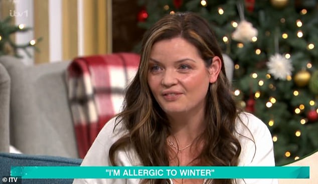 A This Morning guest (pictured) opened up about her allergic reaction to the cold - which sees her body break out in hives
