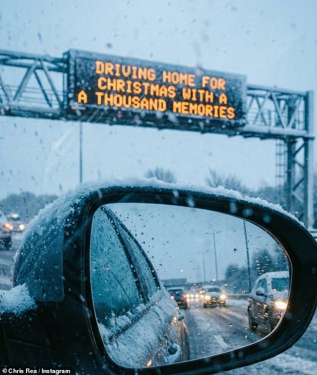 The singer passed away on Monday, at the age of 74 after a short illness, but hours before his final Instagram post featured a car on a snowy motorway with a road sign