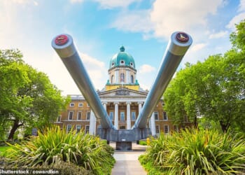 The Imperial War Museum (pictured) has been accused of 'reframing history' to give it 'woke appeal' in a new tour featuring trans people in conflict.
