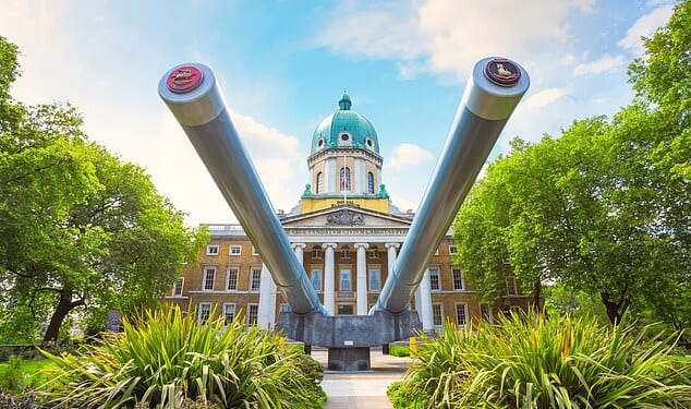 The Imperial War Museum (pictured) has been accused of 'reframing history' to give it 'woke appeal' in a new tour featuring trans people in conflict.