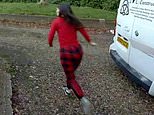 Incredible moment mother in pyjamas chases real-life Grinch after man 'steals Christmas decorations' and flees on souped-up mobility scooter
