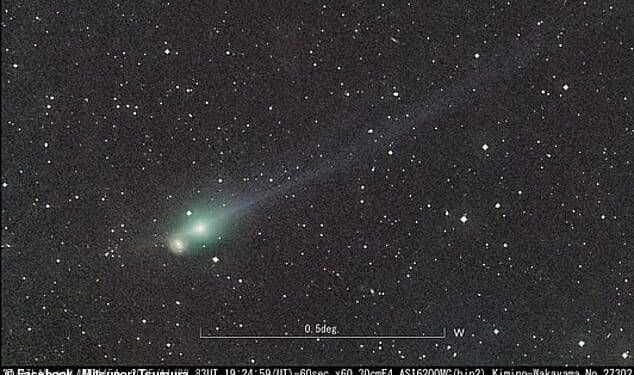 Amateur stargazers will be able to capture clear images of the interstellar object 3I/ATLAS (Pictured) using common telescopes on Friday as it nears Earth