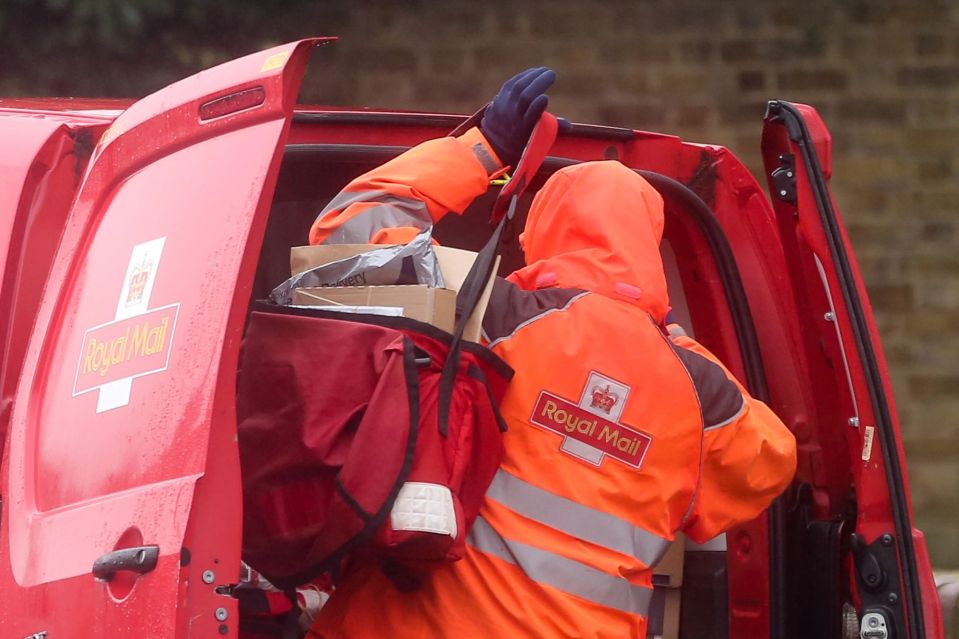 An image collage containing 1 images, Image 1 shows Royal Mail postal worker preparing to deliver mail from a van