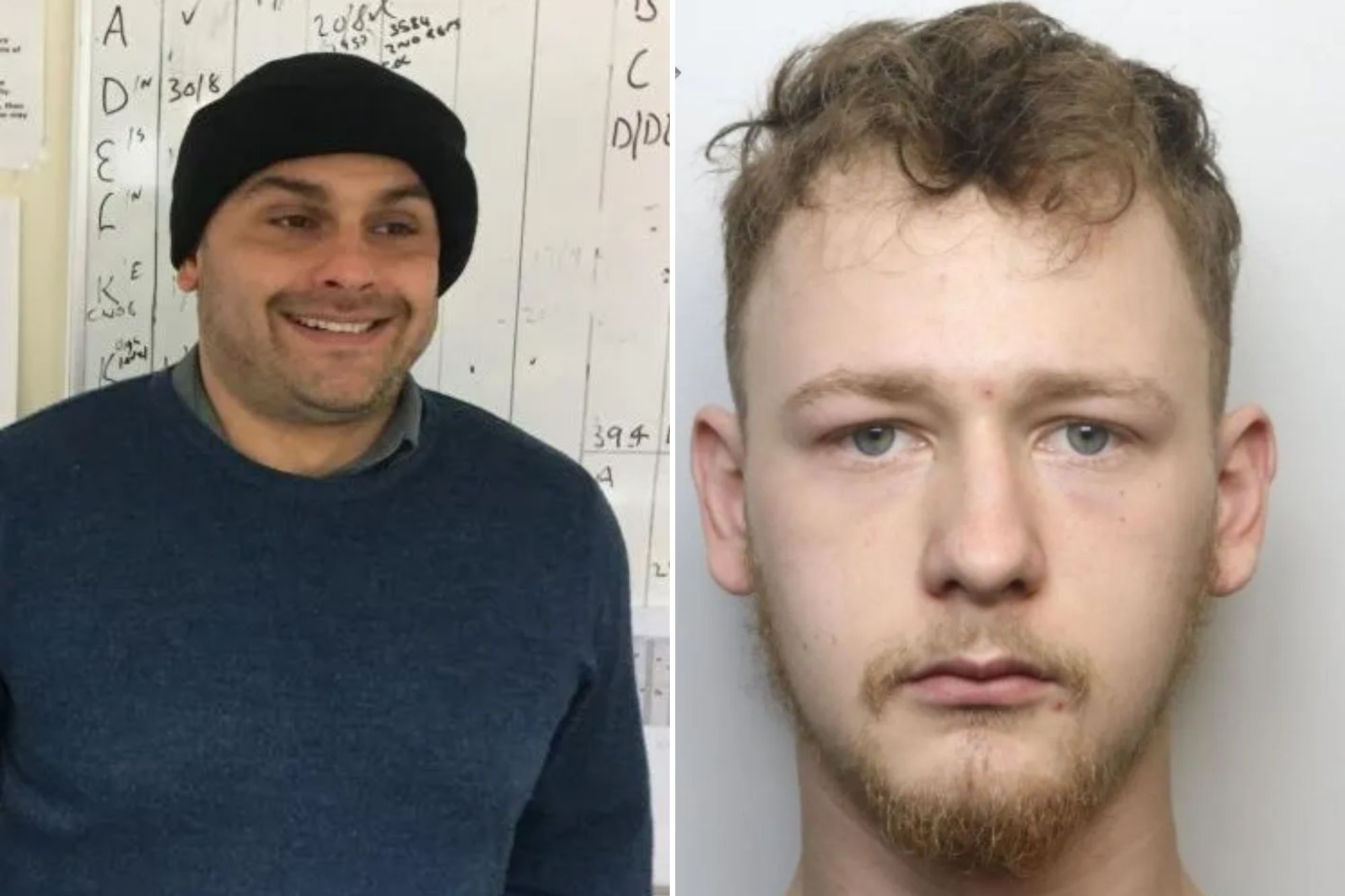 An image collage containing 2 images, Image 1 shows Damien Walsh, a rookie driver involved in a fatal road accident, Image 2 shows Mugshot of Damien Walsh