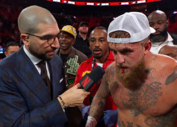 Jake Paul suffers horrific broken jaw as he spits blood after brutal Anthony Joshua knockout