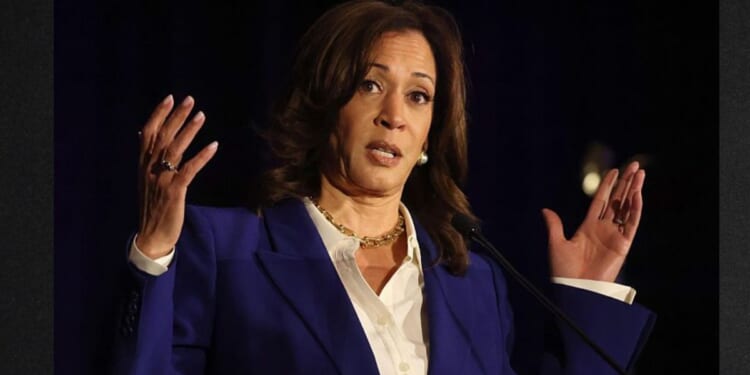Former Vice President Kamala Harris, seen in a Dec. 12 photo, gave a laughable answer when Jimmy Kimmel asked her why the Democrats only recently became interested in the Epstein files.