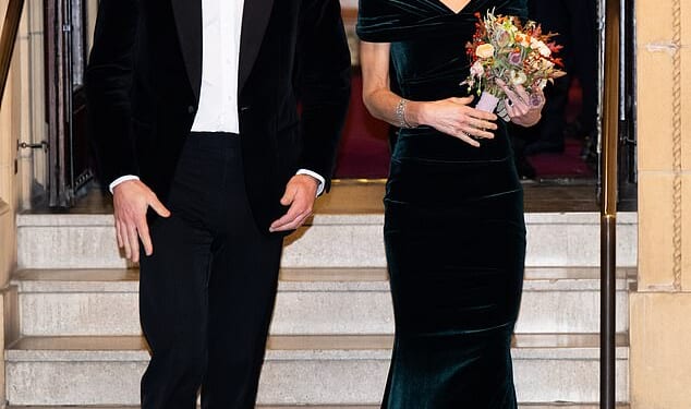 The princess, 43, who announced she is in remission from cancerin January, was radiant as she walked the red carpet at Royal Albert Hall wearing a gorgeous, dark green velvet gown