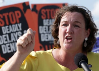 Former Rep. Katie Porter, a Democrat from California, speaks during a news conference on Medicare Advantage plans in front of the U.S. Capitol on July 25, 2023, in Washington, D.C.