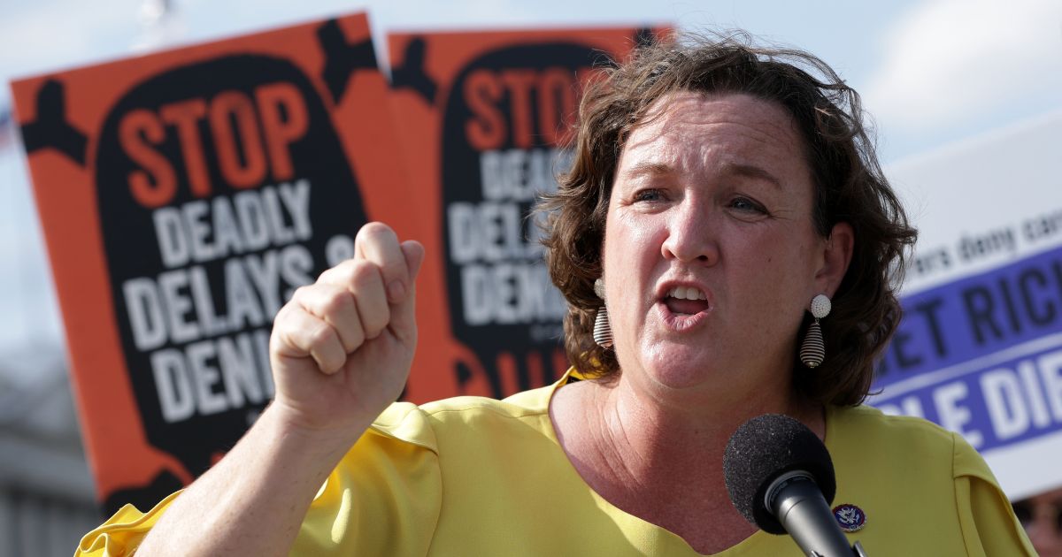 Former Rep. Katie Porter, a Democrat from California, speaks during a news conference on Medicare Advantage plans in front of the U.S. Capitol on July 25, 2023, in Washington, D.C.