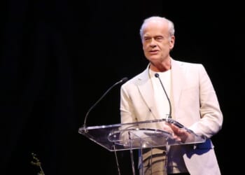 Kelsey Grammer speaks during a memorial for actor James Earl Jones called "James Earl Jones a Celebration of Life" at The James Earl Jones Theater on April 7, 2025, in New York City.