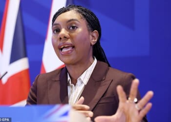 The end-of-year survey puts Ms Badenoch's party on 22 per cent ¿ up from 20 per cent a month ago