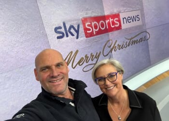Clare Tomlinson signed off on her last shift at Sky Sports News with partner Carl Rumney