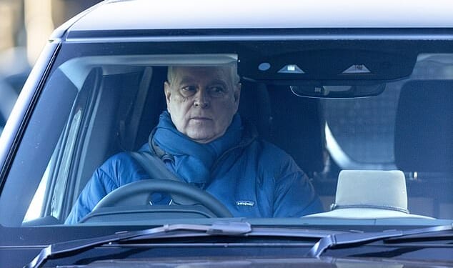 Andrew Mountbatten-Windsor was seen driving out of Royal Lodge alone while the rest of his family celebrated Christmas at Sandringham