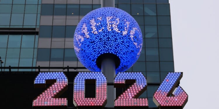 Seven-foot-tall numerals for "2026" are displayed during an illumination ceremony on Dec. 26, 2025, at One Times Square in New York City, ahead of the this year's New Year's Eve celebration in Times Square.