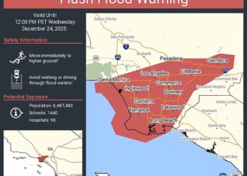 Los Angeles is expected to be especially hard hit by the incoming winter storms, with a severe flood warning in place for the area until 12pm on Wednesday. Hundreds of residents in at-risk neighborhoods have been warned to 'immediately move to higher ground'