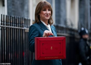 Chancellor Rachel Reeves on Budget Day outside her office in Downing Street