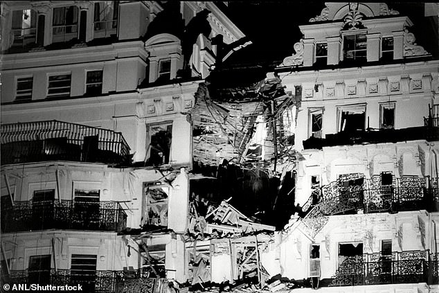 The PM previously found herself at the centre of an assassination plot when the IRA bombed the Brighton Grand Hotel (pictured) during the Tory party conference in 1984