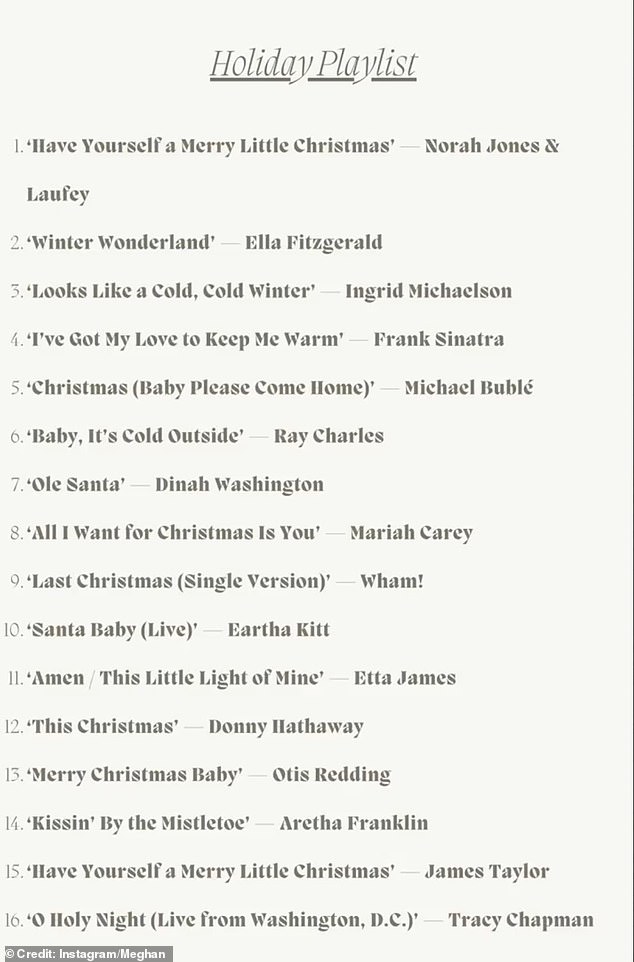 In top spot on the playlist was 'Have Yourself a Merry Little Christmas' by Norah Jones and Laufey, closely followed by 'Winter Wonderland' by Ella Fitzgerald
