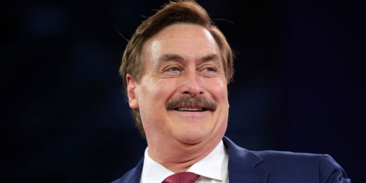 My Pillow CEO Mike Lindell speaks at the Conservative Political Action Conference at the Gaylord National Resort Hotel and Convention Center on Feb. 21, 2025, in Oxon Hill, Maryland.