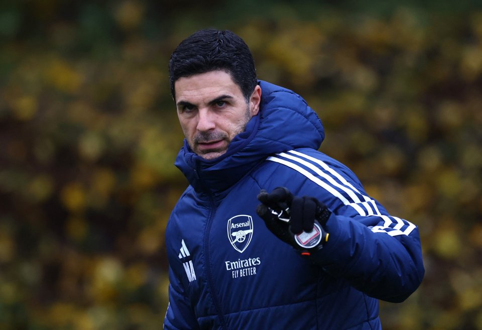 Mikel Arteta, manager of Arsenal, during a training session.