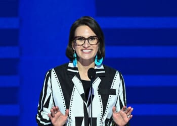 Lieutenant Governor of Minnesota Peggy Flanagan speaks on the first day of the Democratic National Convention at the United Center in Chicago, Illinois, on Aug. 19, 2024.