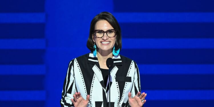 Lieutenant Governor of Minnesota Peggy Flanagan speaks on the first day of the Democratic National Convention at the United Center in Chicago, Illinois, on Aug. 19, 2024.