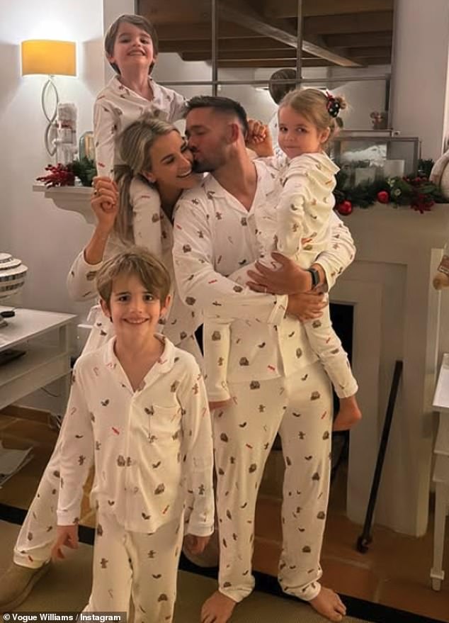 Vogue, 40, joined in the trend with husband Spencer Matthews, 37, and their kids Theodore, seven, Gigi, five, and three-year-old Otto