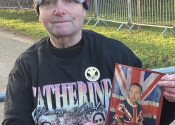 Mr Loughrey brought Prince William a gift - a 2012 portrait of himself bearing the Union Jack