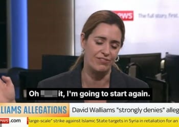 Sky's Arts and Entertainment Correspondent Katie Spencer began discussing Walliams career as a comedian and children's writer before she fumbles her script and in frustration says: 'Oh f*** it I'm going to start again.'
