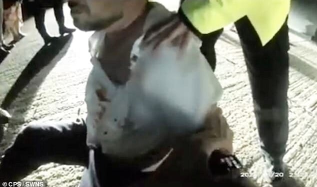 Police bodycam footage shows officers arresting Daniel Peasnell after he bit off a wedding guest's finger