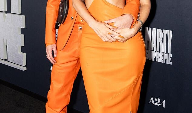 Kylie Jenner, 28, and Timothée Chalamet, 29, made a statement in coordinating orange looks as they brushed aside split rumors at the Marty Supreme premiere in LA earlier this week on Monday (seen above)