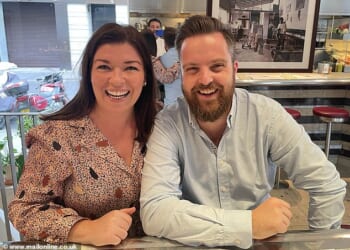 Andrew Clark, 43, (pictured with wife Cairistine Clark) died after an altercation at the tills in Beckenham, south-east London, in March