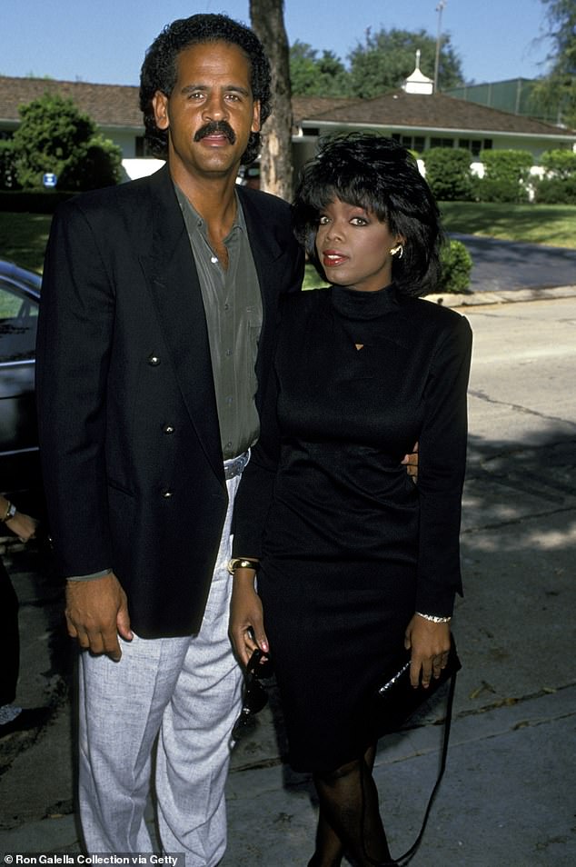 Winfrey said a painful thought crossed her mind as she thought: 'Here's this handsome guy sitting with somebody who weighs as much as the heavyweight champion of the world' (seen in 1989)