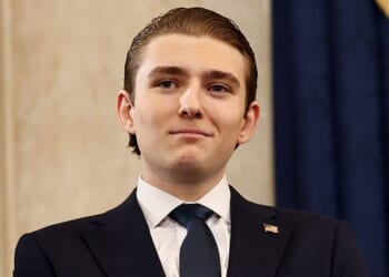 Barron Trump, seen in a Jan. 20 photo at the inauguration of his father, President Donald Trump, is "very close to putting his faith in Christ," a pastor revealed on a recent podcast.